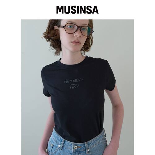 MA JOURNEE LOGO Slim T恤_黑色 MUSINSA韩国官网直邮进口
