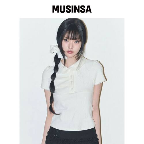 ILLIGO 波点褶皱相机T恤 IVORY MUSINSA韩国直邮官方正品