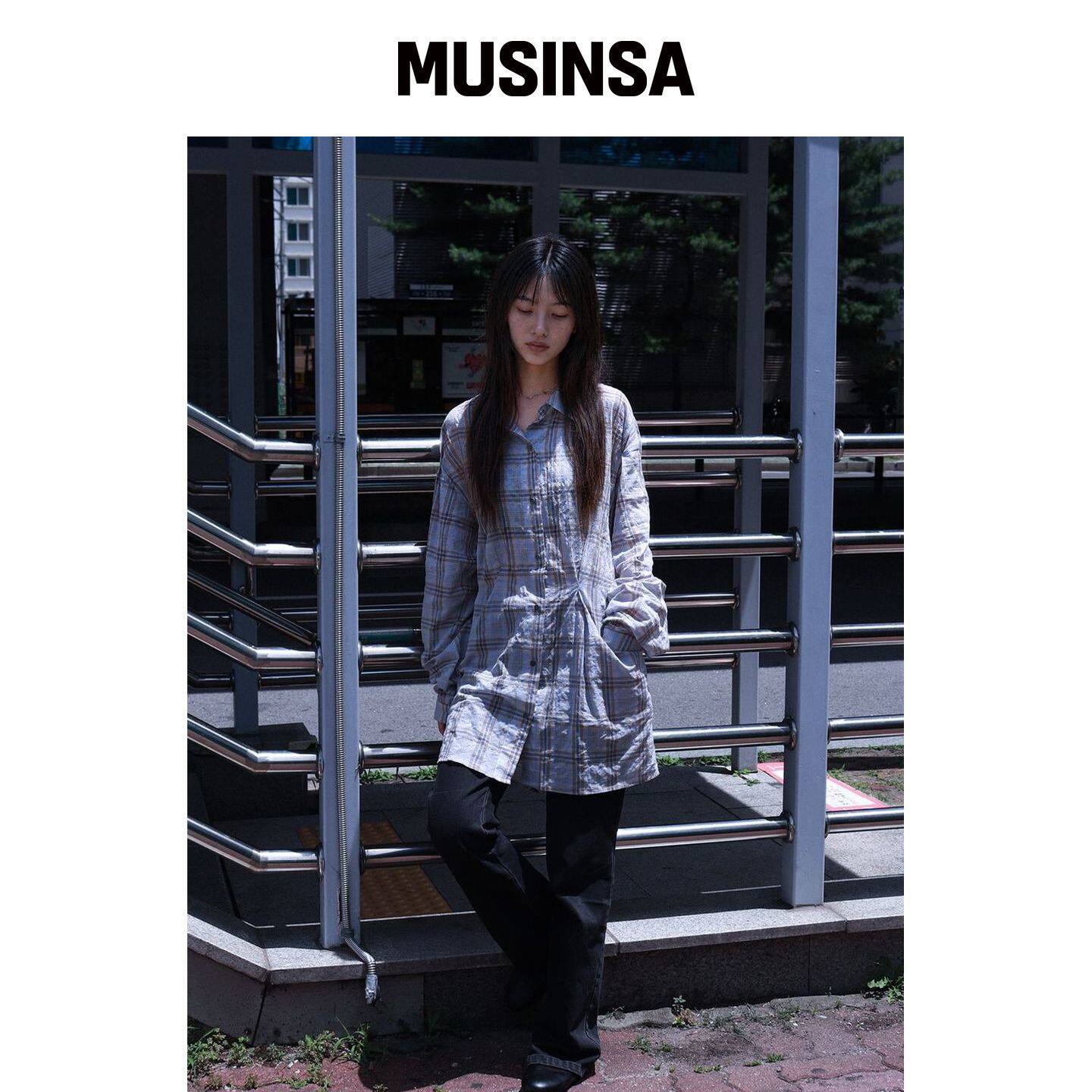REHEAT 宽松口袋衬衫_天蓝色 MUSINSA韩国官网直邮进口