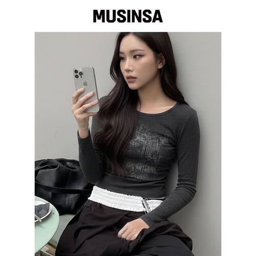 CHICKS 리맵长袖T恤炭灰色 MUSINSA韩国官网直邮进口