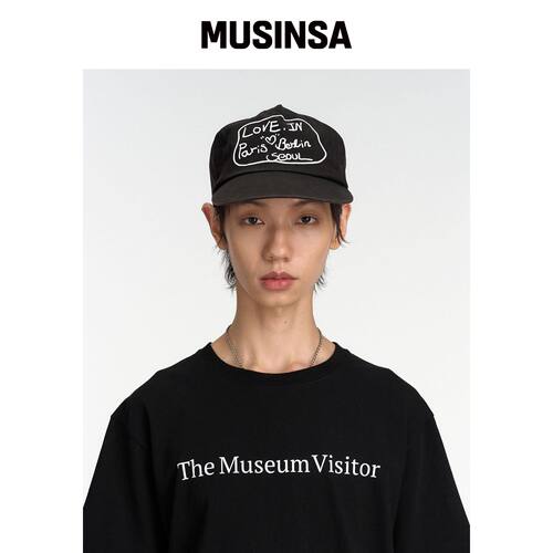 THEMUSEUMVISITOR LOVE IN 水洗棒球帽（黑色） 韩国官网直邮进口