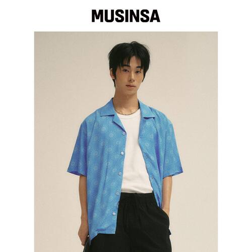 VILLA RAY COS 男士蓝色维斯科斯衬衫 MUSINSA韩国官网直邮进口