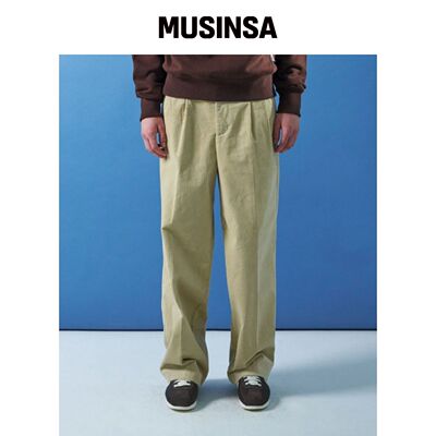 MOONSUN M.C UNISEX 粗呢休闲裤 / 奶油色韩国官网直邮进口
