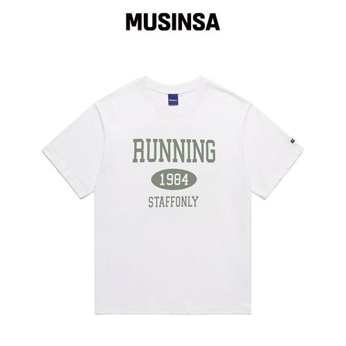 STAFFONLY RUNING BIG LOGO TEE (WHITE-OLIVE) 韩国官网直邮进口