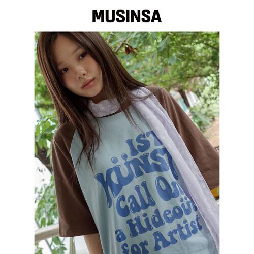 ISTKUNST HIDEOUT RAGLAN TEE_浅蓝色(IK2EMMT50韩国官网直邮进口