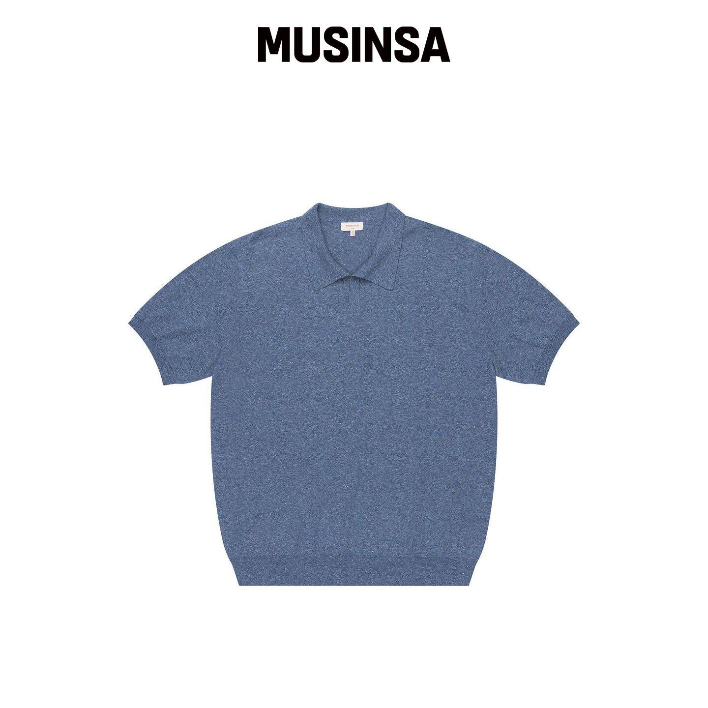 PRODESHIRT 复古柔软亚麻开领针织(日落蓝) MU韩国官网直邮进口