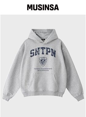 SAINTPAIN SP 聚酯重磅宽松版连帽卫衣 混色灰韩国官网直邮进口