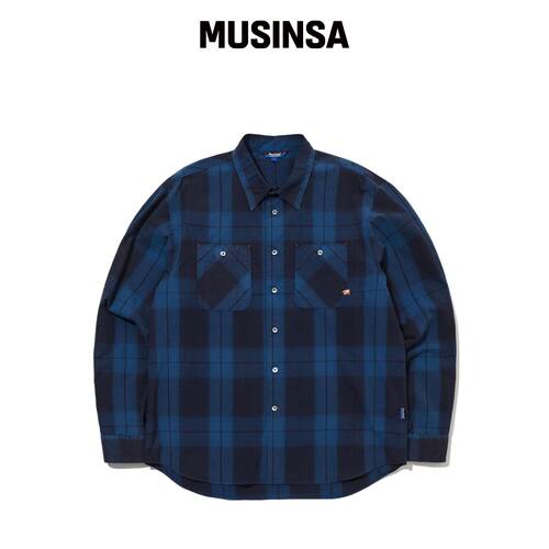 PENFIELD 水洗靛蓝格纹衬衫_INDIGO_FS1WR53U韩国官网直邮进口