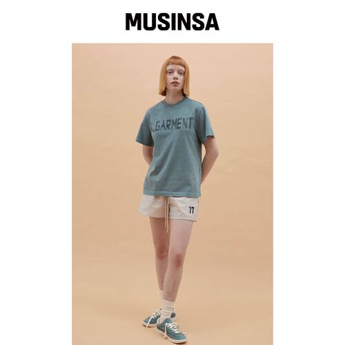 K-GARMENT (UNI) 手绘LOGO背带裤 OIL GREEN MUS韩国官网直邮进口