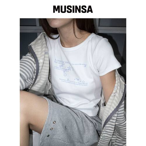 CHICKS 克罗斯记忆修身短袖T恤 白色 MUSINSA韩国直邮官方正品