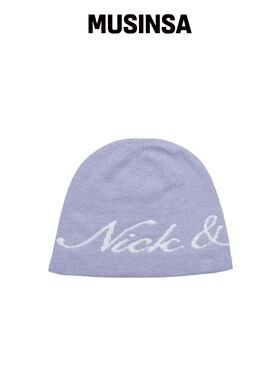 NICK&NICOLE SCRIPT LOGO 针织毛线帽_LAVENDER 韩国官网直邮进口