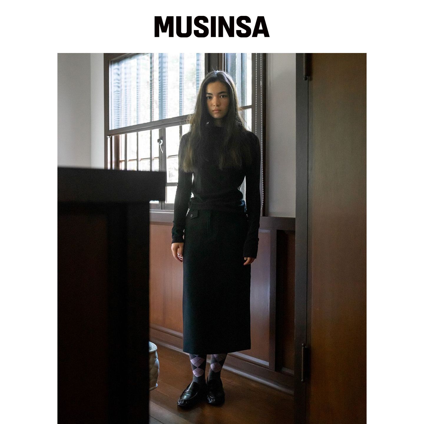 TTUDEMENT H-LINE POCKET SKIRT 黑色 MUSINSA韩国官网直邮进口