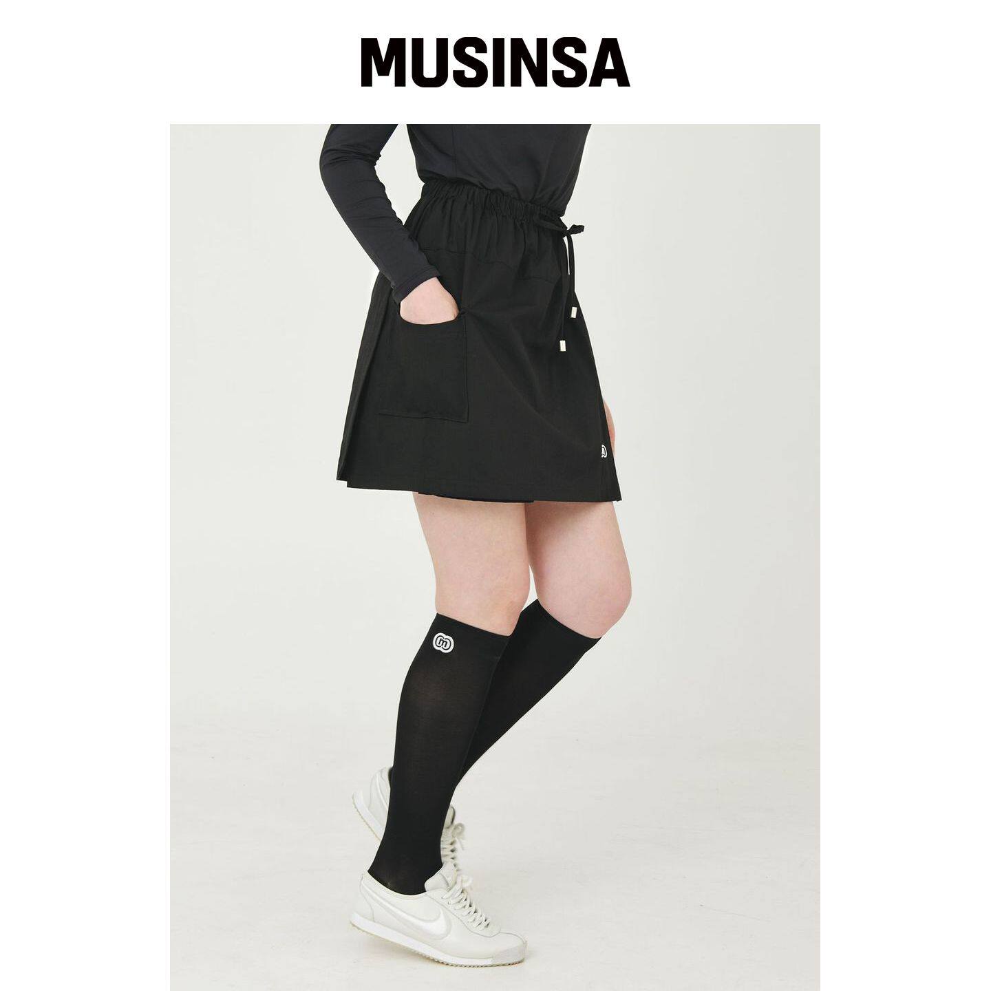 DOYOUKNOWMC 全腰松紧 5分黑色短裤围裹裙 MUSIN韩国官网直邮进口