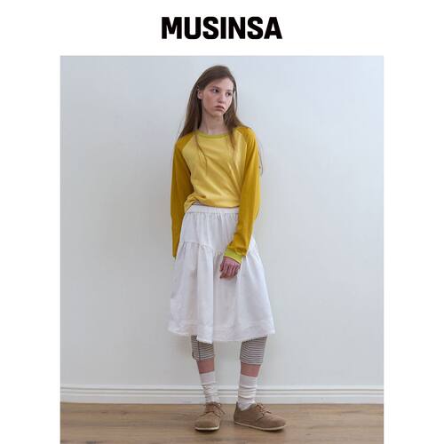 NOCONTENT 335. 丝滑中长裙 _ 象牙色 MUSINSA韩国官网直邮进口