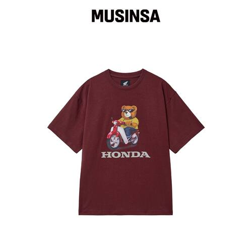 PHYPS MOTORCYCLE HONDA 熊T恤 酒红色 MUSINSA韩国官网直邮进口