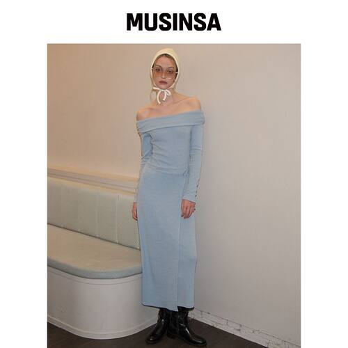 SALON DE YOHN Off Shoulder Long Wrap Dress_ 韩国官网直邮进口