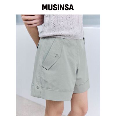 CELITAILS TURN UP COTTON SHORTS_KHAKI MUSINS韩国官网直邮进口