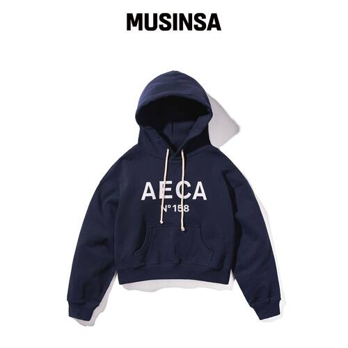 AECA 大LOGO短款连帽卫衣-海军蓝/白色 MUSINSA韩国官网直邮进口