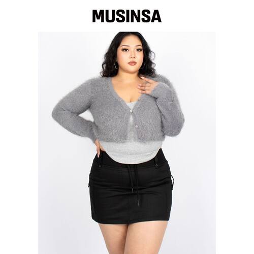 COOLSIS CS FUR CROP CARDIGAN-010 (GRAY)韩国官网直邮进口