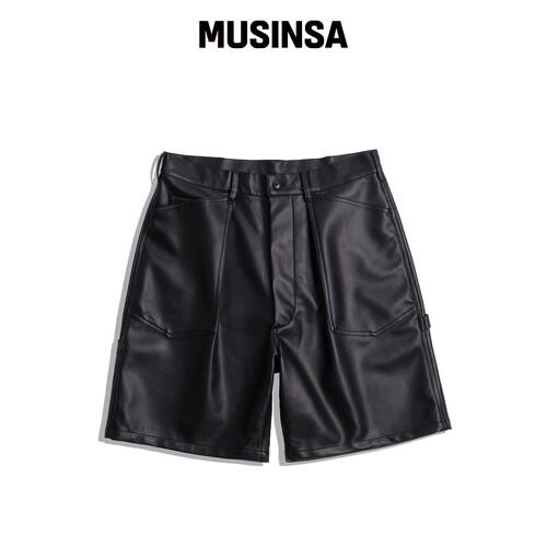 BONRROW M-35 Leather Shorts_BK韩国官网直邮进口MUSINSA