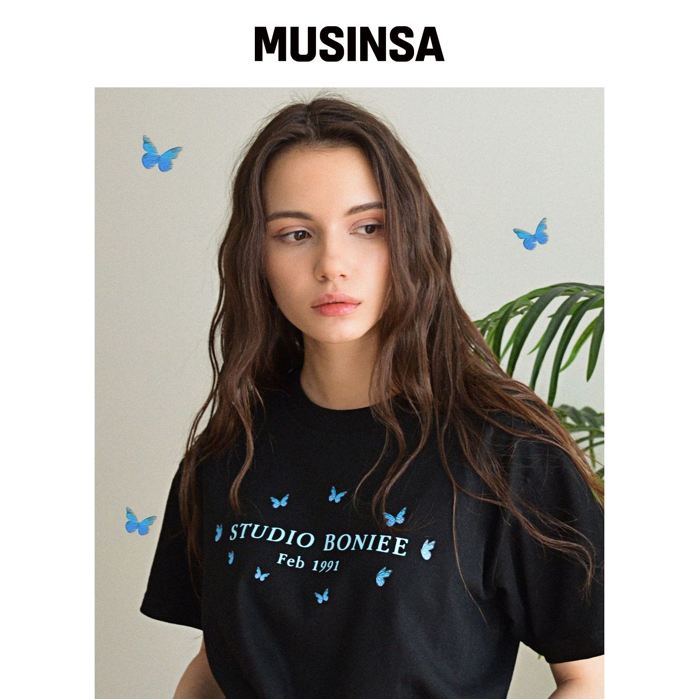 BONIEE 复古蝴蝶图案T恤 VLACK MUSINSA韩国直邮官方正品