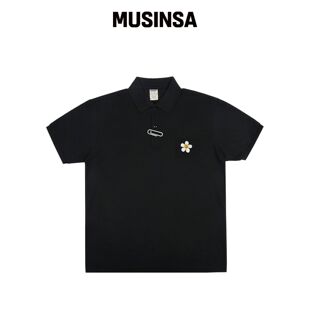 GRAVER [UNISEX]花卉刺绣Polo短袖T恤_黑色韩国官网直邮进口