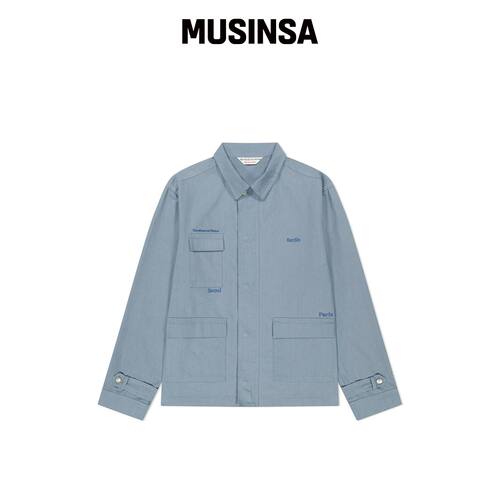 THEMUSEUMVISITOR 喷绘工装夹克（浅蓝色） MUSI韩国官网直邮进口