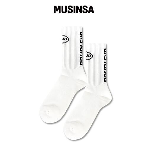 DOUBLE JD 竖标志圆领及膝袜（黑色） MUSINSA韩国官网直邮进口