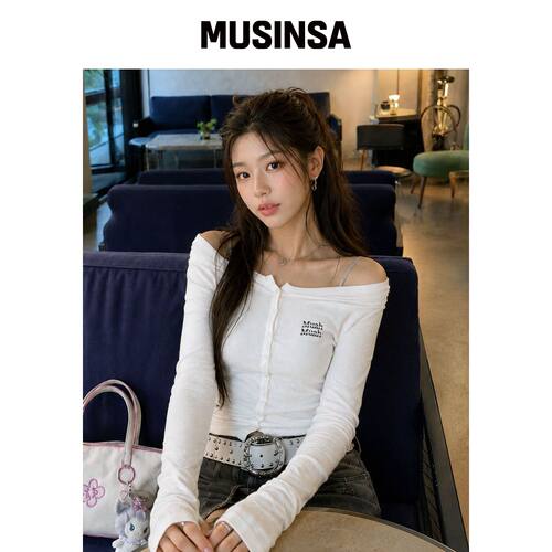MUAHMUAH 露肩长款袖T恤 [WHITE] MUSINSA韩国官网直邮进口
