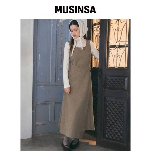 OURNOSTALGIA Dusty belted wrap Dress_温暖米(韩国官网直邮进口