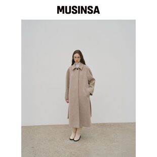 MUSEE [2nd] NOIR 美利奴羊毛系带巴尔马坎大衣_韩国官网直邮进口