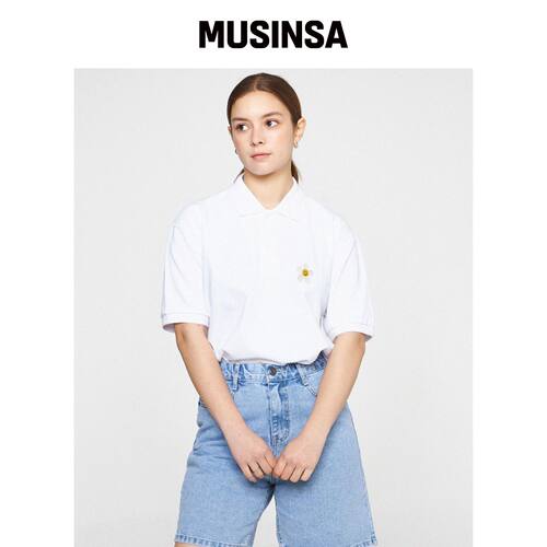 GRAVER [UNISEX]花卉刺绣短袖T恤_白色 MUSINSA韩国官网直邮进口
