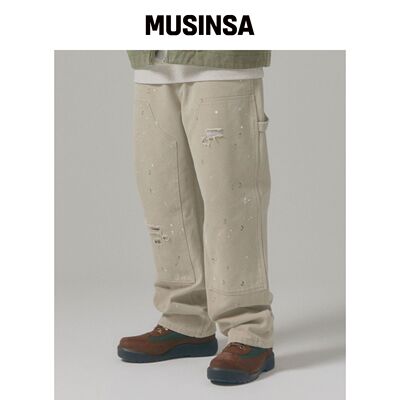 LMC 水洗双膝工装裤 米色 MUSINSA韩国官网直邮进口