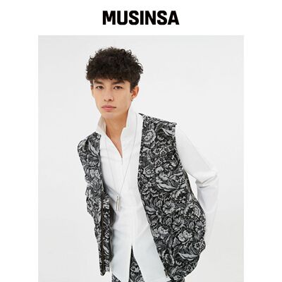 MOONSUN UNISEX, Elie 花卉渔夫背心 / 黑色花卉韩国官网直邮进口