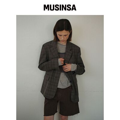 UNNOUT PREPPY CHECK 羊毛夹克 灰色韩国官网直邮进口MUSINSA