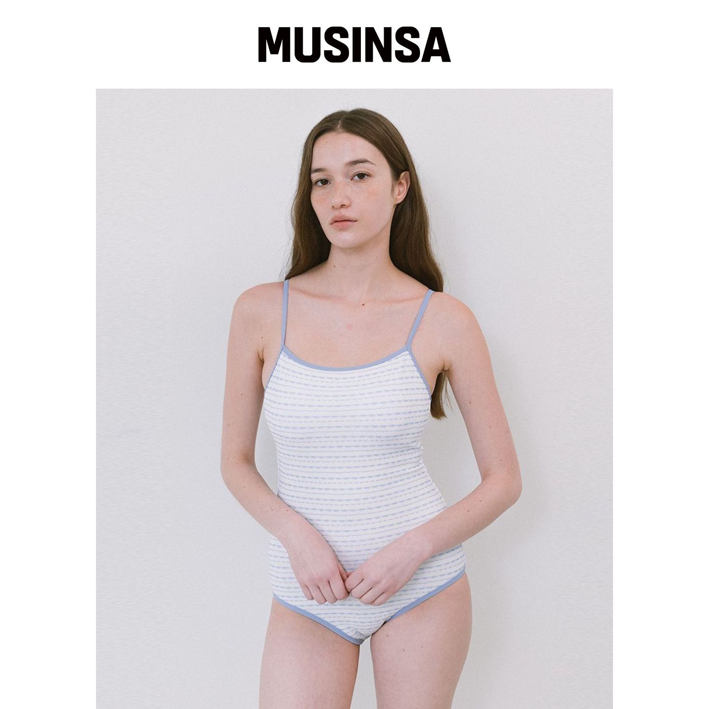 LAMINEZ 条纹泳衣 - 天空蓝 MUSINSA韩国直邮官方正品