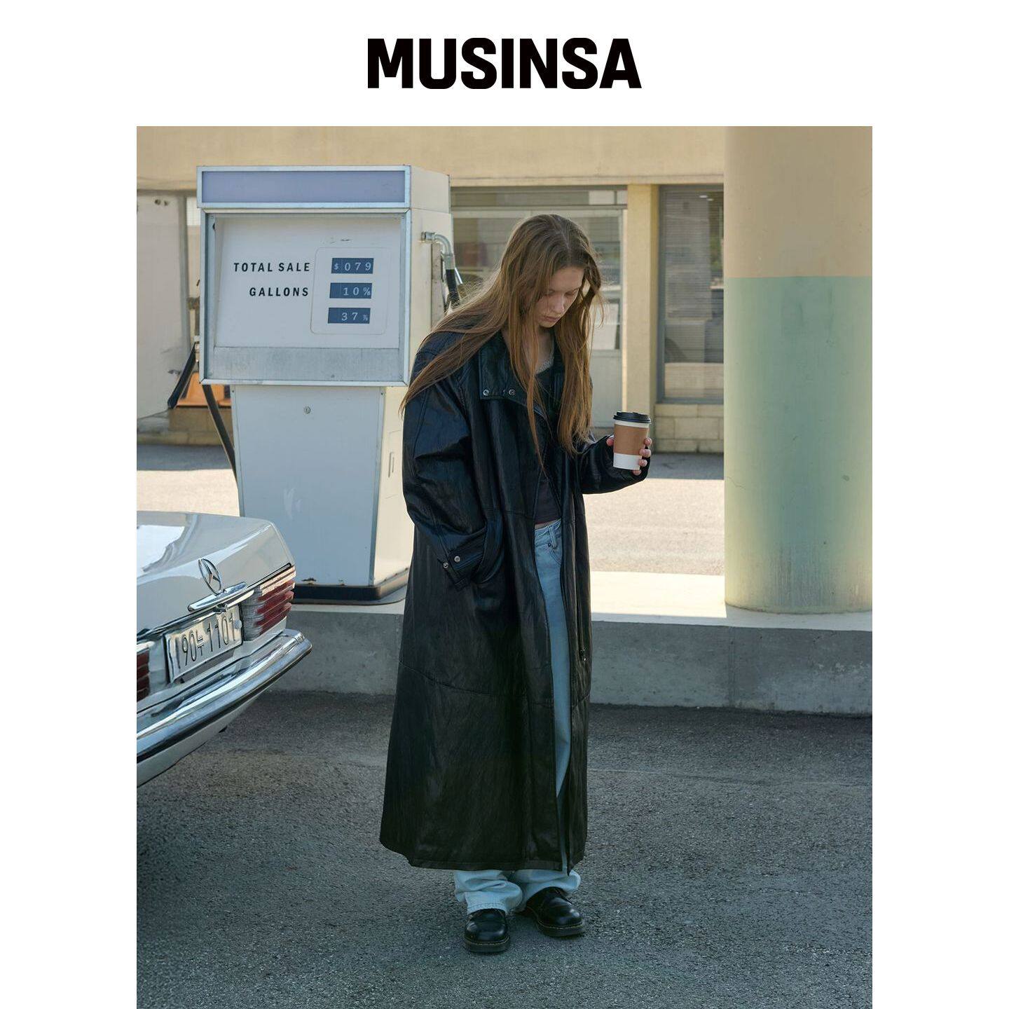 ORDES GIA 高领皮革长款大衣 MUSINSA韩国官网直邮进口