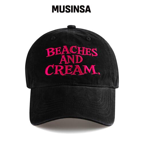 BEACHESANDCREAM 大LOGO CATION棒球帽-黑色 MUS韩国官网直邮进口