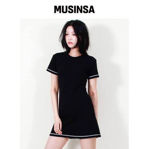 DEMARC GIRLY CHIC STITCH MINI DRESS 黑色韩国官网直邮进口