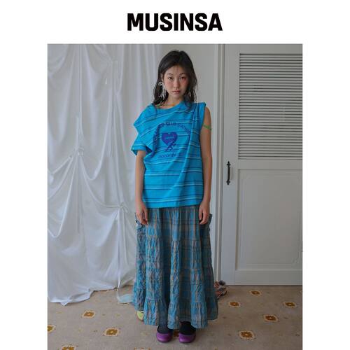 NOCONTENT 379. 克里兹口袋裙子 _ 蓝绿色 MUSIN韩国官网直邮进口