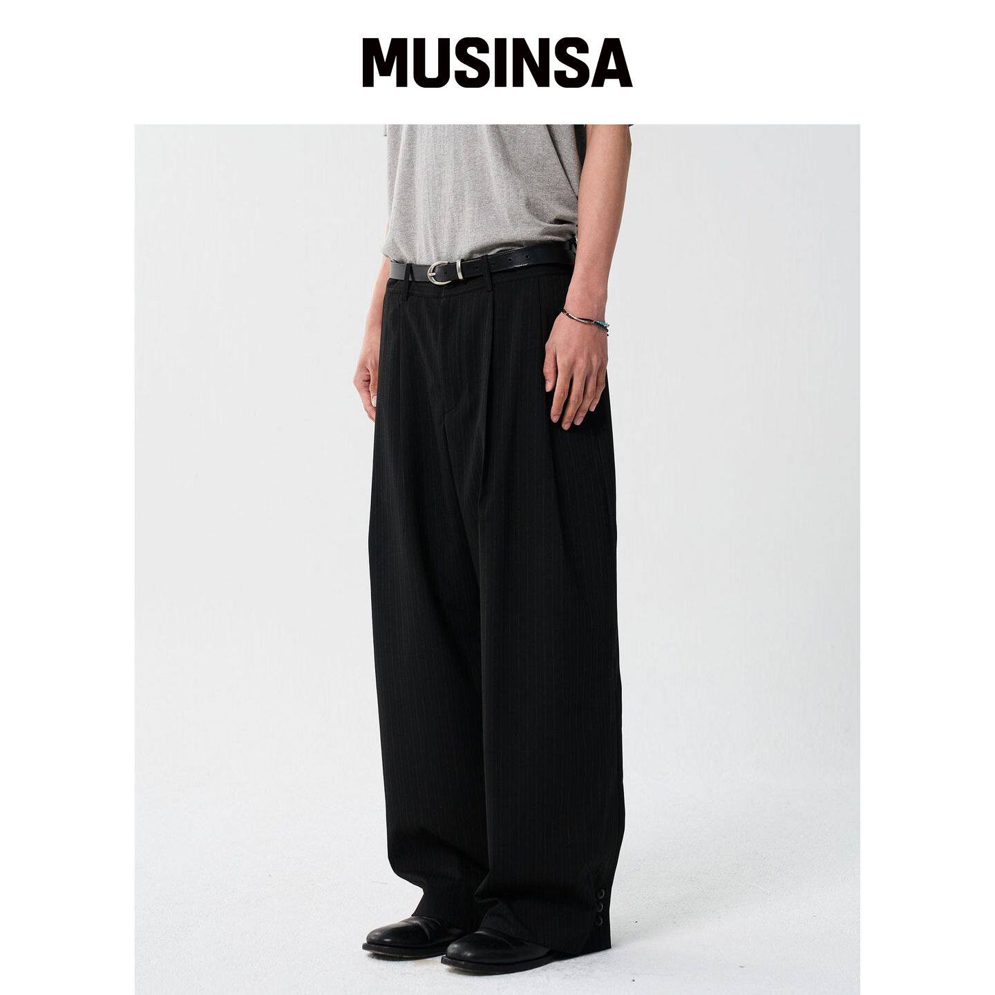NOUN 抓绒条纹热裤子(黑色) MUSINSA韩国官网直邮进口