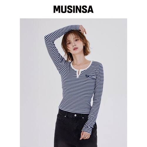DYSFUNCT STRIPE ROUND EMBROIDER T-SHIRT（NAV韩国官网直邮进口