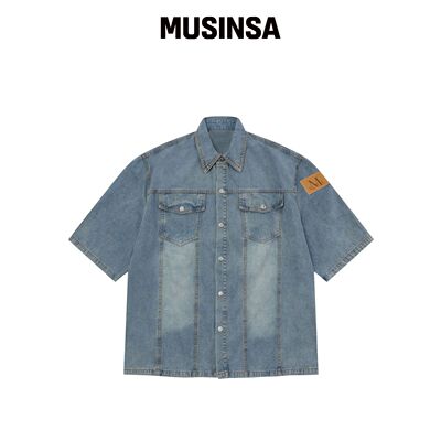 MUCENT 鞋撑 卷边牛仔短袖衬衫 (2色) MUSINSA韩国直邮官方正品