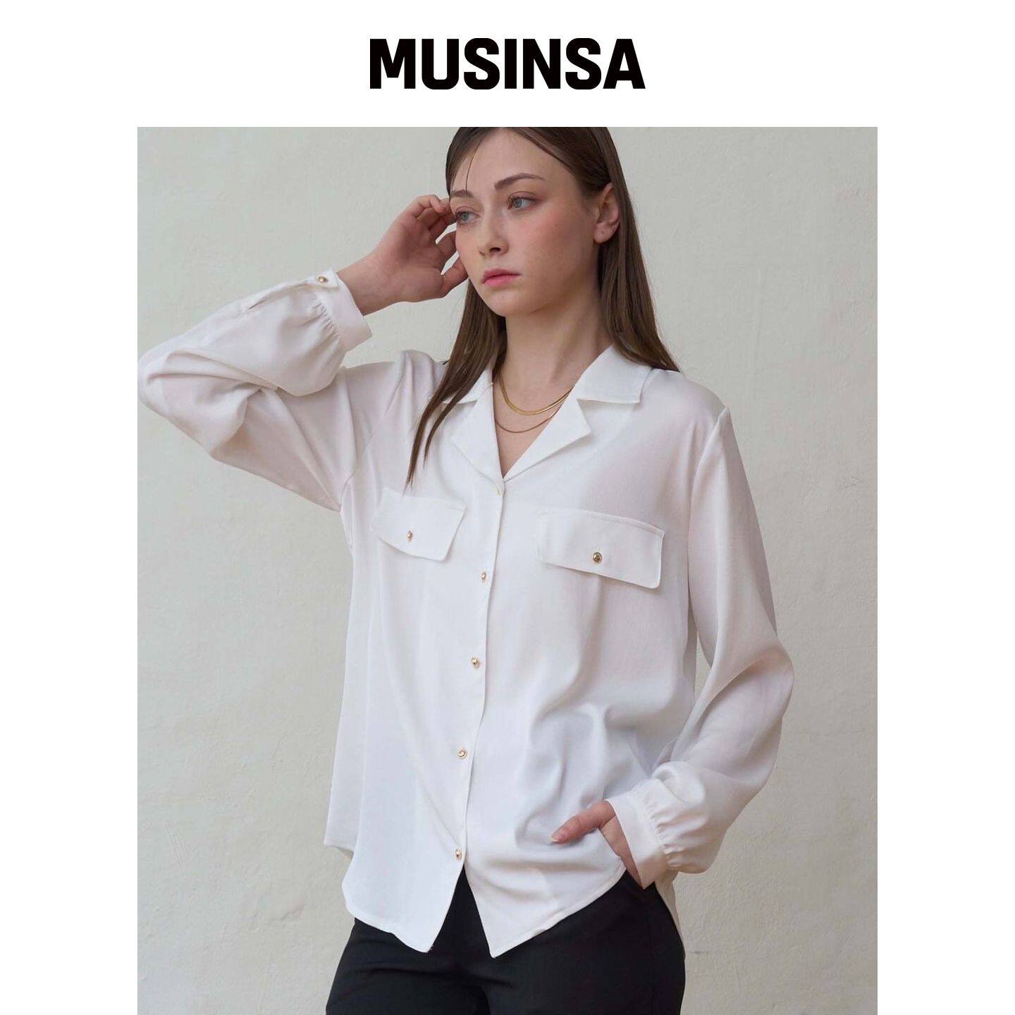 PLUNASTUDIO 金色纽扣城市衬衫 白色 MUSINSA韩国官网直邮进口