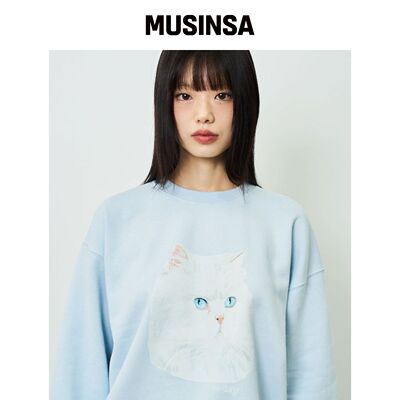 CHANCECHANCE 猫咪印花卫衣（天蓝色/绒面） MUS韩国官网直邮进口
