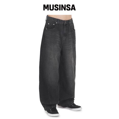 OY 缝制宽松大裤子 - 黑色 MUSINSA韩国官网直邮进口