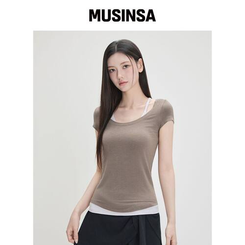 MIXXO 홀特层叠短袖T恤_MIWHWG529A MUSINSA韩国官网直邮进口