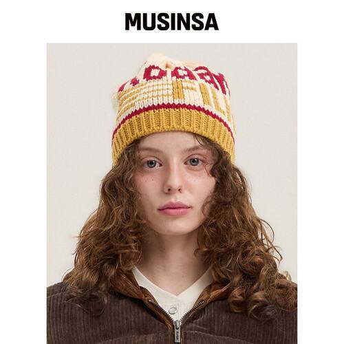 KODAK KODAK 胶片LOGO针织帽米色 MUSINSA韩国官网直邮进口