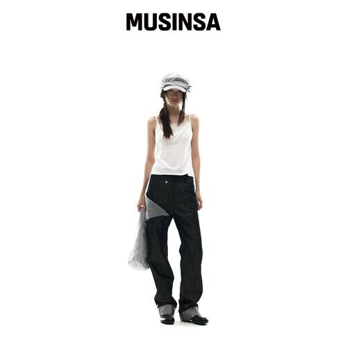 OJOS 黑色金属牛仔裤 MUSINSA韩国官网直邮进口