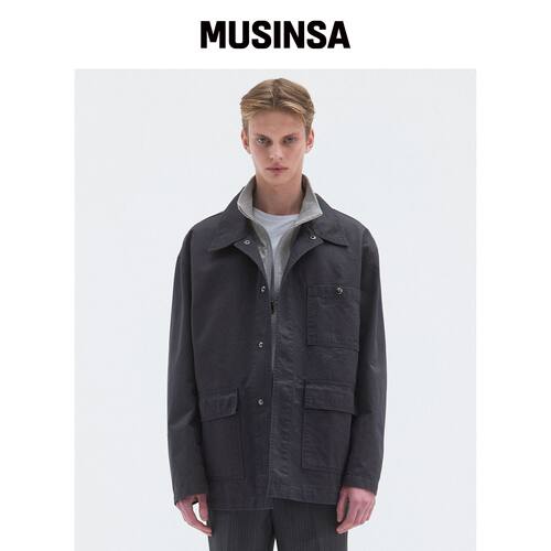 WINDER DANE COTTON WORK JACKET - GREY NAVY韩国官网直邮进口
